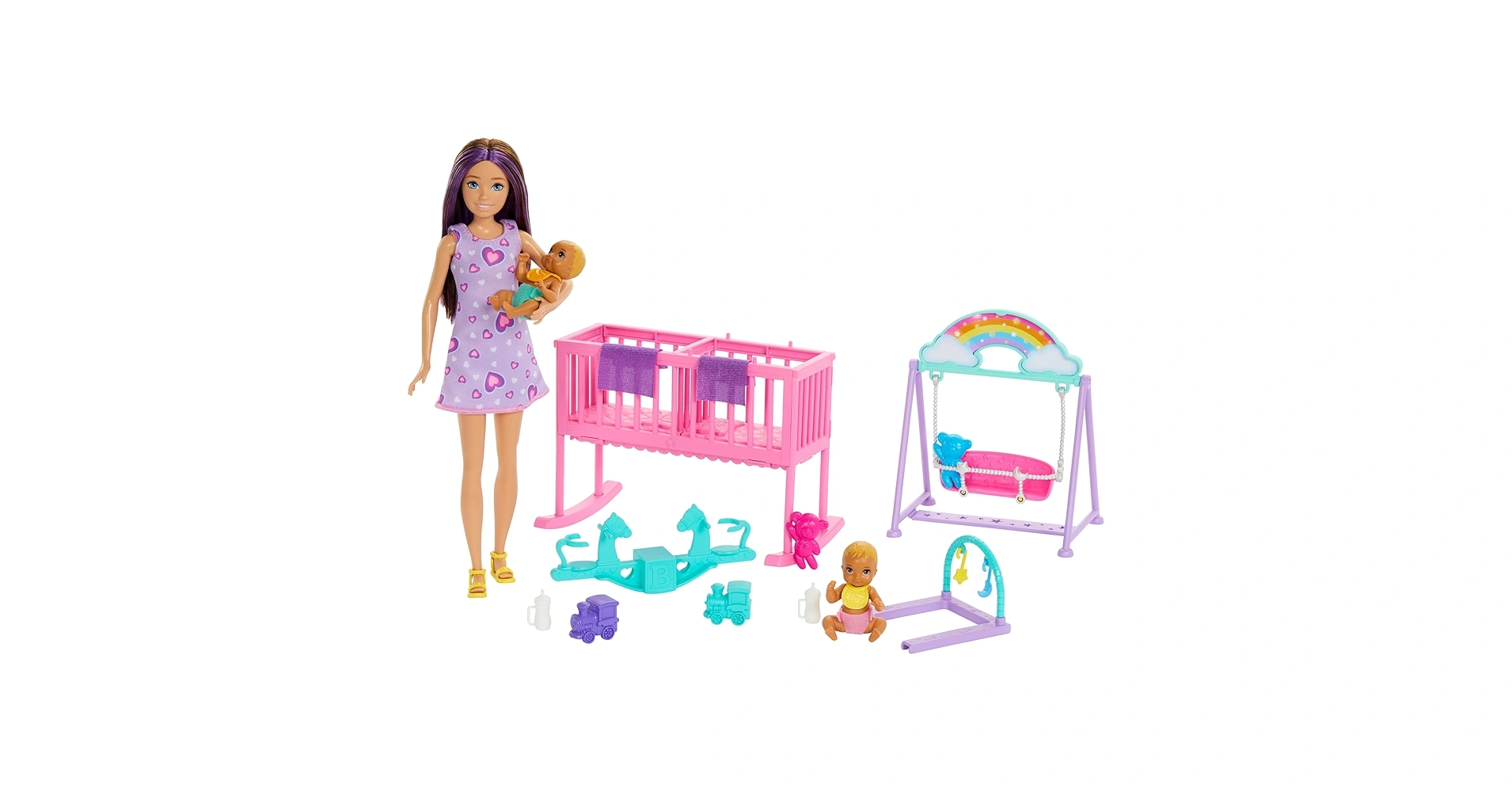 Barbie Skipper Babysitter Doll with Twin Nursery Playset & Accessories Set 17pc